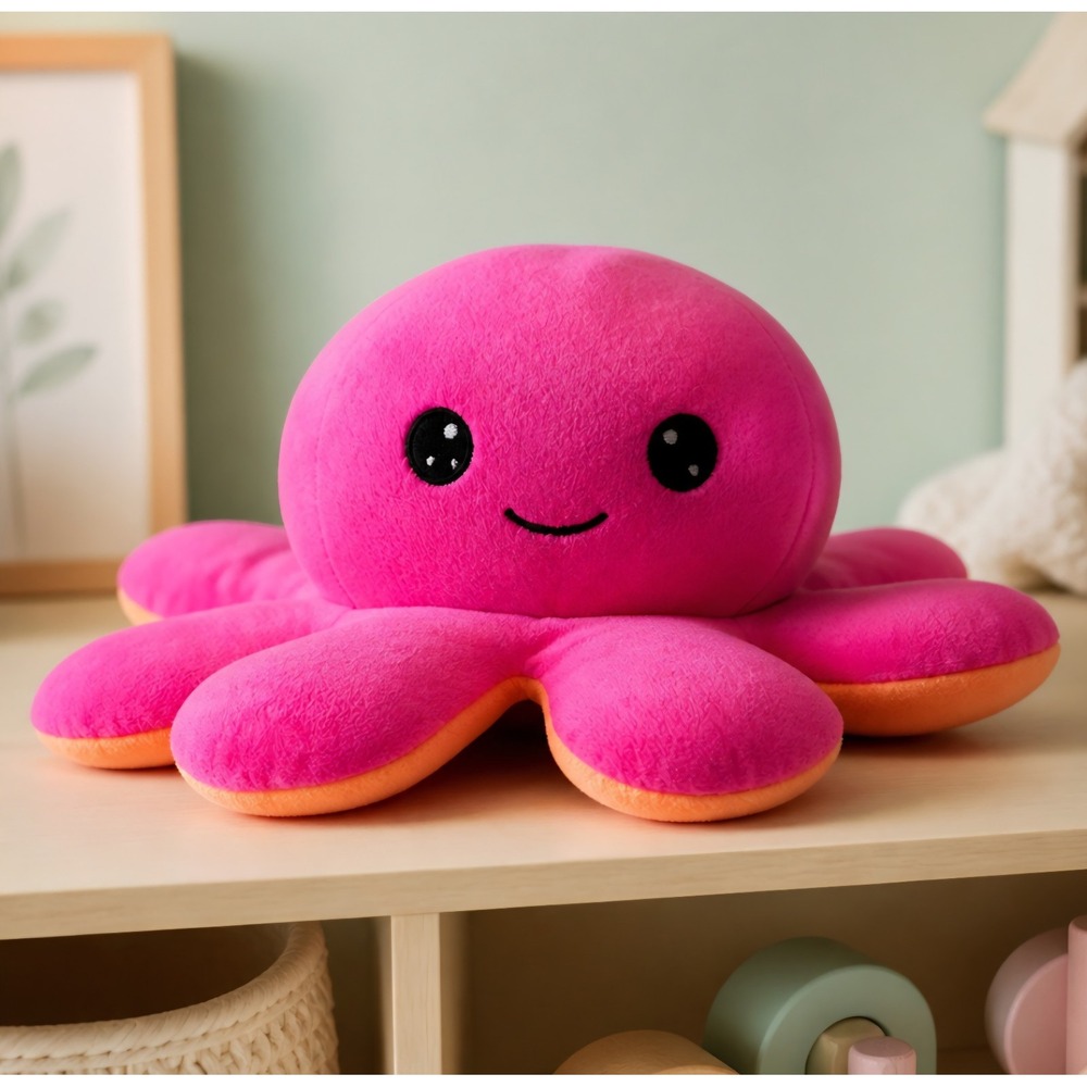 Goffa Large 11" Pink Orange Octopus Plush Stuffed Animal Toy